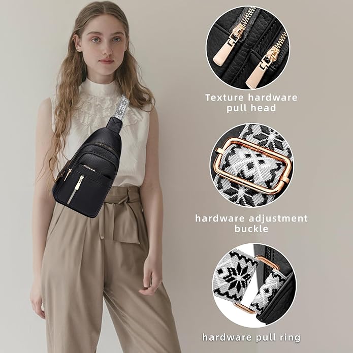 Leather Sling Bag for Women,Travel Small Sling Bag Crossbody Bags for Women-Vegan Leather Fanny Pack Crossbody Bags