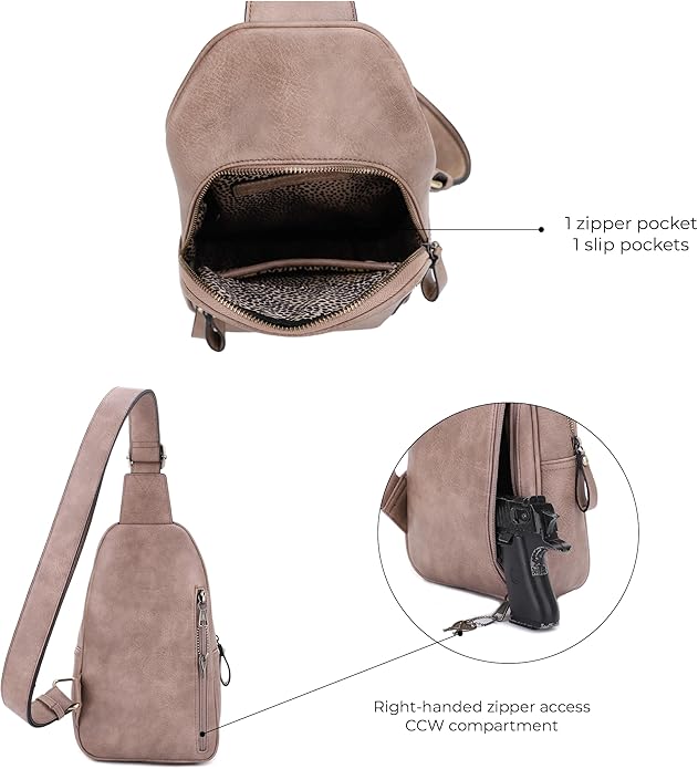 JESSIE & JAMES Jeannie Unisex Multi-Pocket Concealed Carry Sling Bag Crossbody Backpack Purse