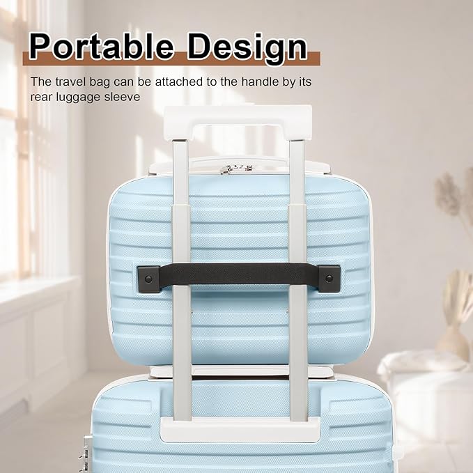 Joyway Luggage Set 3 Piece Suitcase Sets with Spinner Wheel,Hardside Expandable Travel Laggage with TSA Lock (13/20/24/28 Lightblue brown