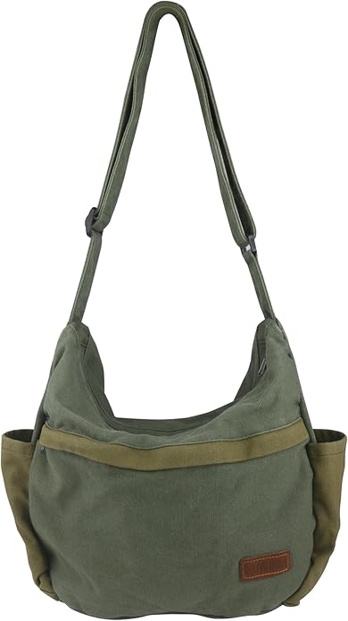 Large Canvas Messenger Bag with Multiple Pockets for Men and Women, Crossbody Shoulder Tote Hobo Laptop Bag