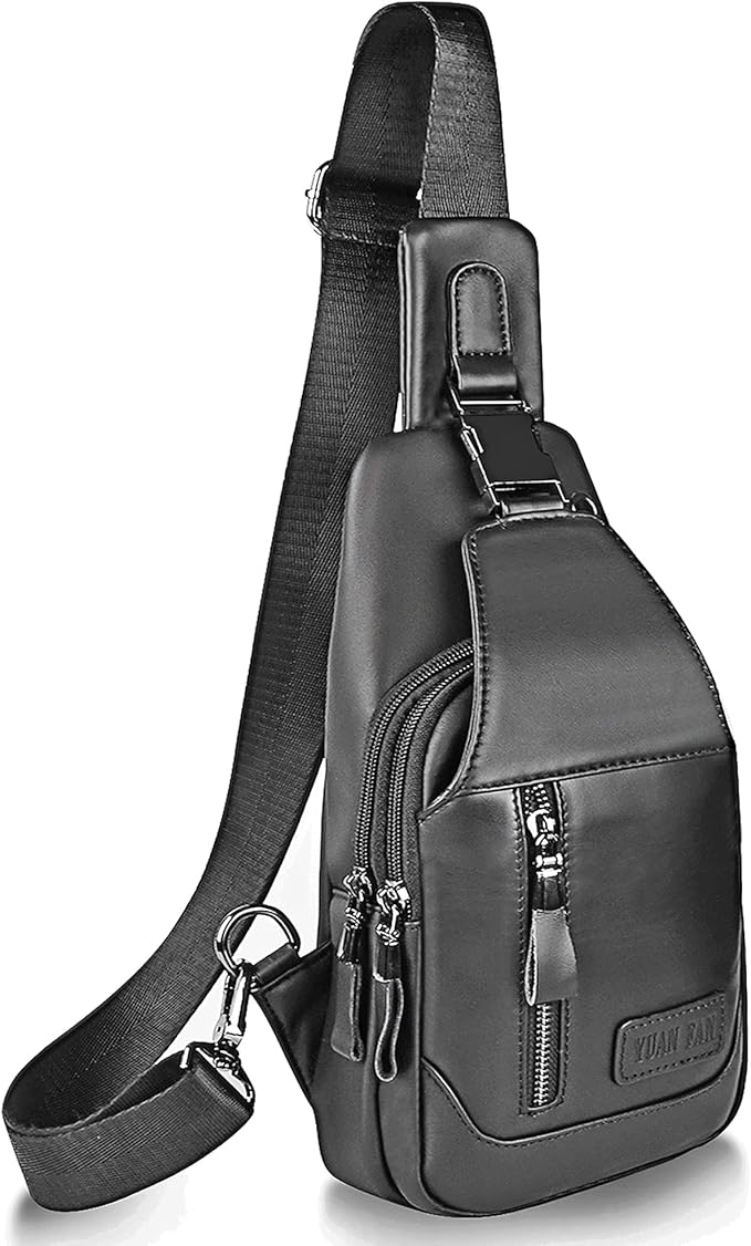 Leather Sling Bag Purse Chest Shoulder Backpack,Concealed Carry Crossbody Bags for Men Wander Plus Anti Theft Bag