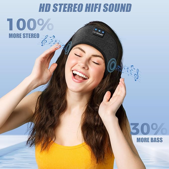 LC-dolida Sleep Headphones Bluetooth Headband, Wireless Sleeping Headphones IPX6 Waterproof Bluetooth Headband for Birthday, Thanksgiving Day, Christmas, Valentine's Day Gifts