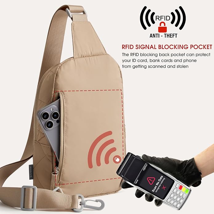 G4Free Sling Bag for Women, Casual Quilted Puffer Crossbody Purse Lightweight Fanny Packs for Daily Travel Work