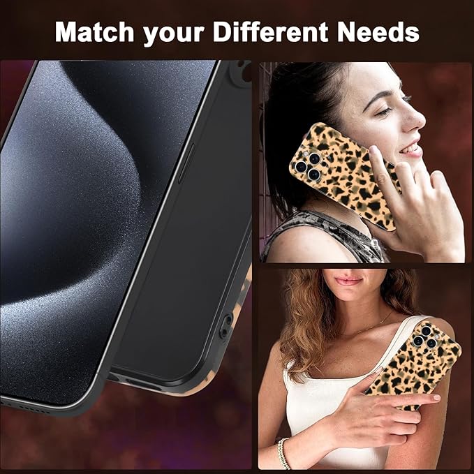 Phone Case for iPhone 15 Pro Max Case White Shell Color Tortoiseshell Print TPU Slim Phone Cover for Women Girls Grily Brown Shockproof Phone Cover for iPhone 15 Pro Max, Tortoise Print