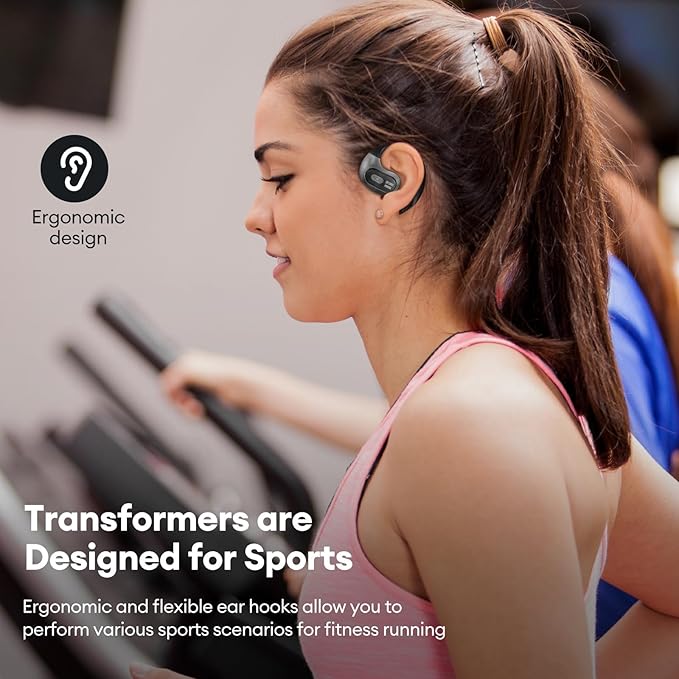 TRANSFORMERS Wireless Earbuds Bluetooth 5.4 Open Ear Earbuds Over The Ear Earphones with Ear Hooks,60H Playtime,IPX5 Waterproof,Dual Mic Clear Call,for Running Workout,TF-T07 Sliver-Optimus Prime