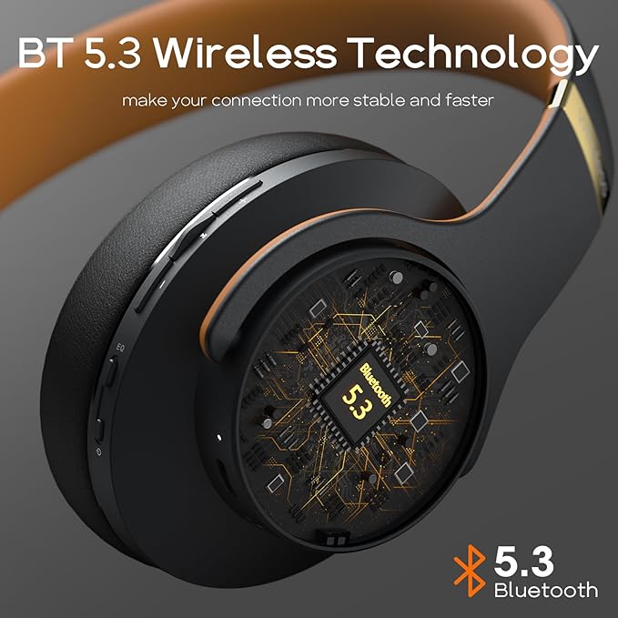 DOQAUS Bluetooth Headphones Over Ear, 90H Playtime Wireless, 3 EQ Modes, HiFi Audio & Deep Bass, ENC Noise Isolating Mic, Soft Earpads for Phone/PC