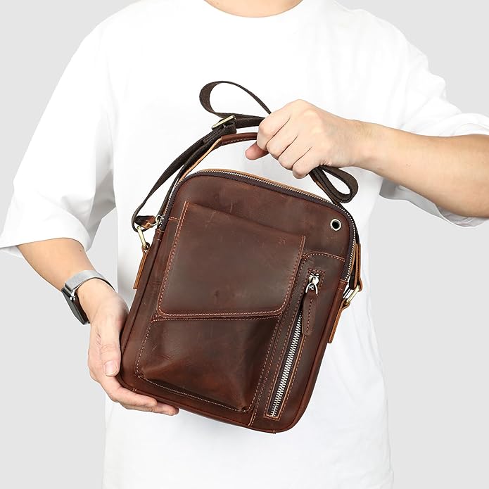 NIUCUNZH Genuine leather man purse mens crossbody sling bag small messenger shoulder Satchel