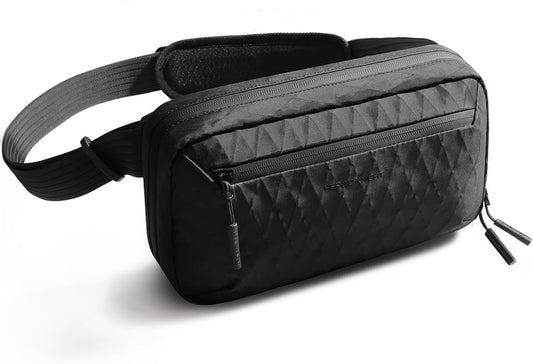 Crossbody Sling Bag for Men,Waterproof sling backpack with Removable Strap, 2.5L Small Chest Shoulder Bag, Lightweight Casual Fanny Pack for Travel/Commute/Hiking/Cycling,Black