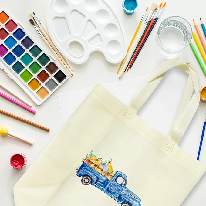 50Pcs Reusable Non Woven Shopping Bags Large Foldable Totes Bag with Handles Grocery Handbag Bulk for Boutiques