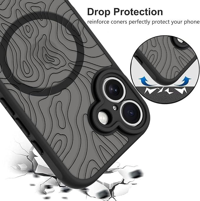 KANGHAR Case Compatible with iPhone 17 Curly Line Pattern [Compatible with Magsafe] Cute Spiral Ripples Protective Magnetic Case for Girls Women Men 6.3"