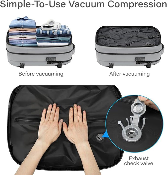 Travel Backpack with Vacuum System,60L Expandable Vacuum Backpack Travel with TSA Lock,17.3 inch Laptop Backpacks Vacpack Backpacks with Vacuum(Grey,No Air Pump)