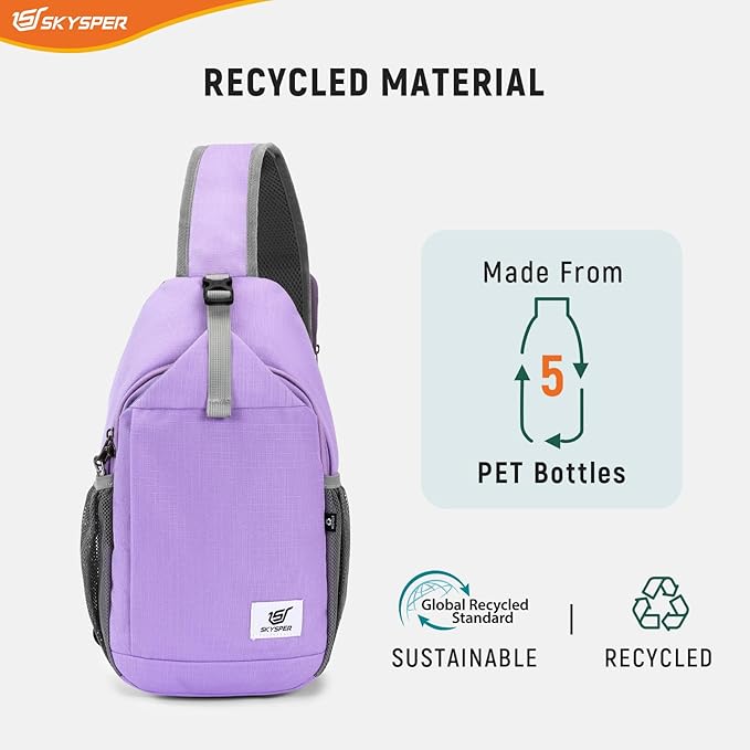 SKYSPER Sling Bag RFID Cross Body Bag Recycled Crossbody Backpack Travel Daypack