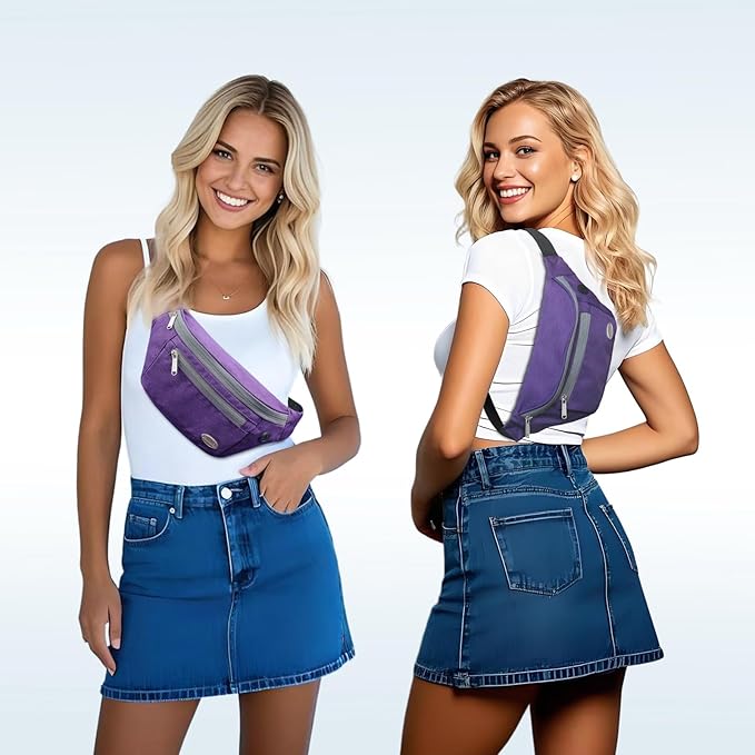 Entchin Fanny Pack for Women Men,Crossbody Belt Bag with 4-Zipper Pockets,Adjustable Waist Bag Pack,One of the Most Popular Travel Essential Gifts for Walking,Traveling,Cycling