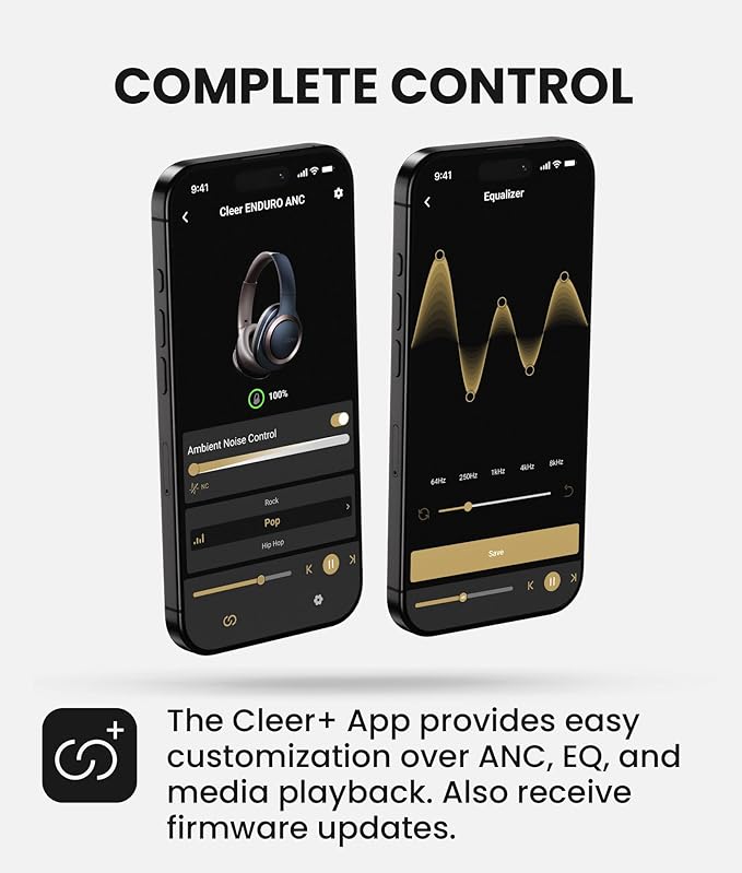 Cleer Enduro ANC Noise Cancelling Over the Ear Bluetooth Headphones with Mic, 60 Hrs Playtime, Noise Canceling, Ambient EQ Modes, Hi-Res Audio, Deep Bass, Multi-Point Connect, Bluetooth 5.0, Dark Navy