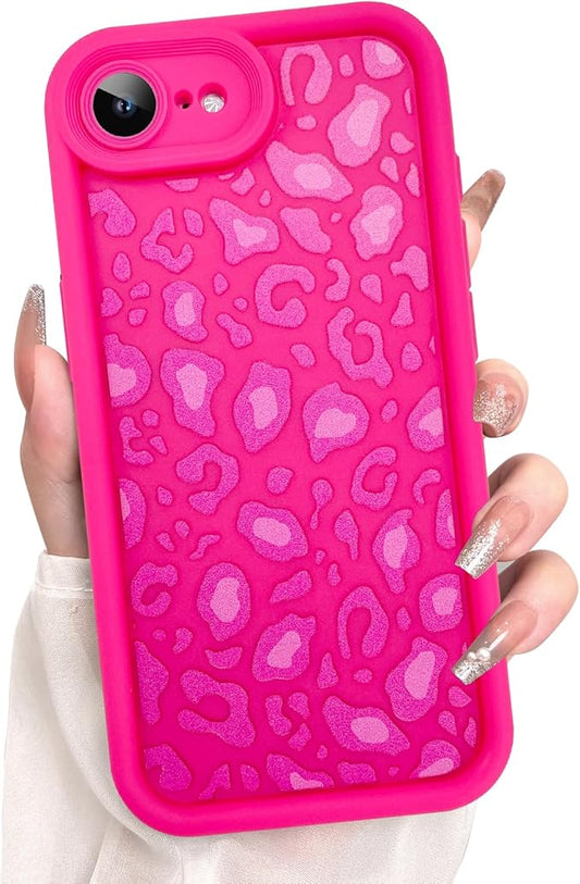 KANGHAR Case for iPhone 16e Leopard Printed Pattern Cute Cheetah Phone Case Soft TPU Shockproof Protective Cover for iPhone 16e 6.1 Inch Hot Pink