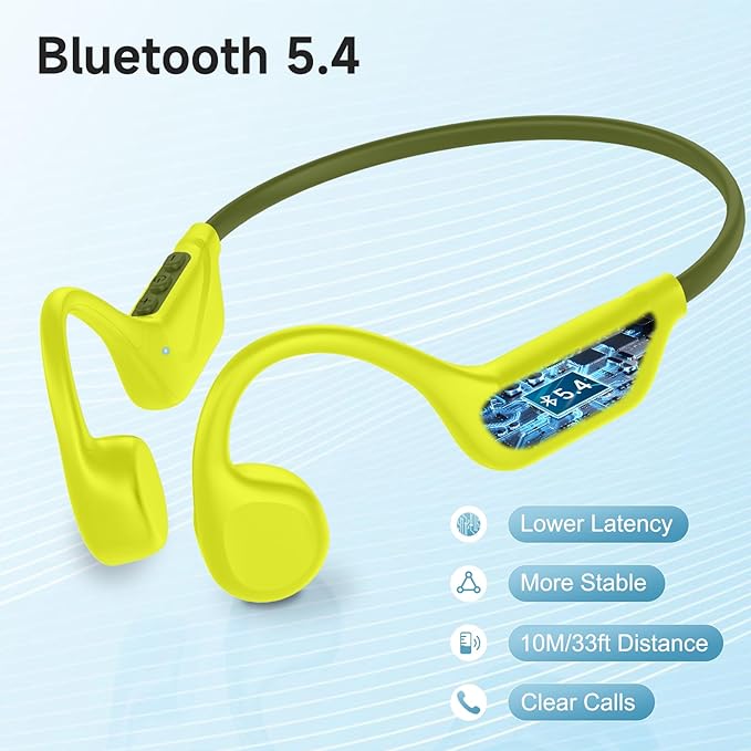 LOBKIN Bone Conduction Headphones Bluetooth 5.4, Open Ear Headphones with Mic, Wireless, 10H Playtime, IPX5 Waterproof Sports Headphones for Running, Ski, Cycling, Workout, Yellow