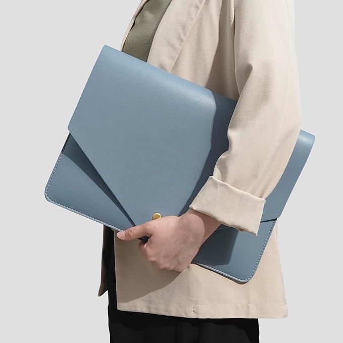 PU Leather Laptop Sleeve Compatible with New 14 inch MacBook Pro A2992 A2918 A2779 A2442,Old MacBook Pro Air 13, Surface Laptop 5th Gen 13.5, Thinkpad X1 Carbon 14 Set of 4PCS Color Blue