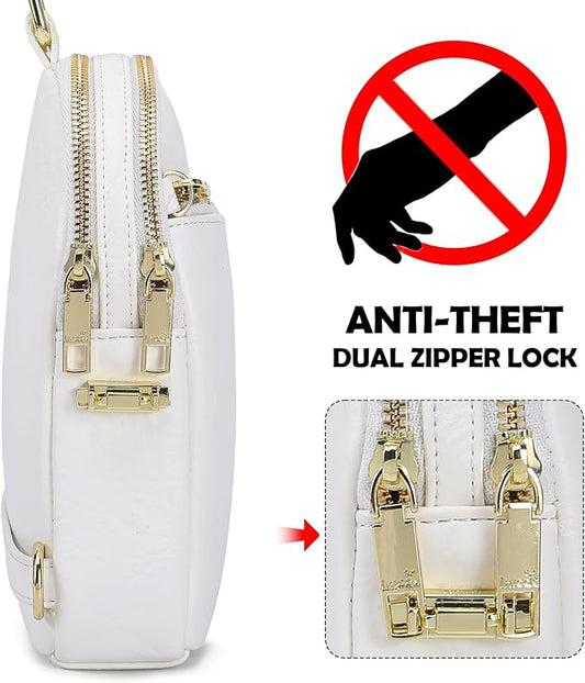 INICAT RFID Blocking Sling Bag Leather Crossbody Bags for Women Fanny Pack Cross Body for Woman Chest Bag for Travel 1.9L