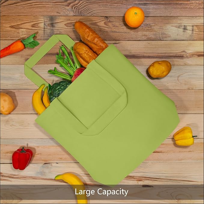 TOPDesign 3-Pack Super Strong Large 12oz Cotton Canvas Tote Bags, Reusable Grocery Shopping Cloth Bags, Fashionable Two-Tone Totes for Crafts, DIY Your Creative Designs