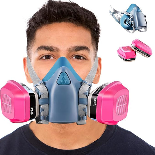 Respirator Mask with 60921 Filters, Respirator Mask for Chemicals, Gas Mask Widely Used in Paint, Dust, Chemical, Resin Epoxy, Woodworking, Organic Vapor Gas, Machine Polishing (Without Goggle)