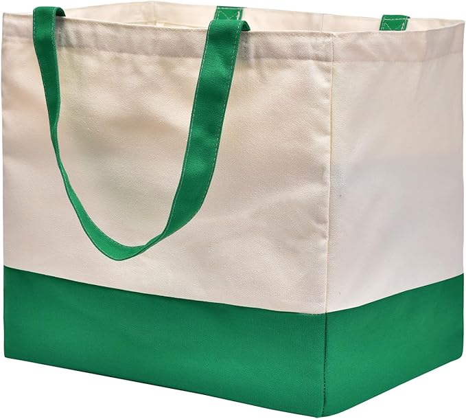 Canvas Reusable Grocery Bags, Heavy Duty 8.3 gal Foldable Large Canvas Tote Bag, Holds 60 lbs, 1 Pack