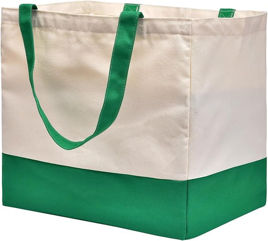 Canvas Reusable Grocery Bags, Heavy Duty 8.3 gal Foldable Large Canvas Tote Bag, Holds 60 lbs, 1 Pack
