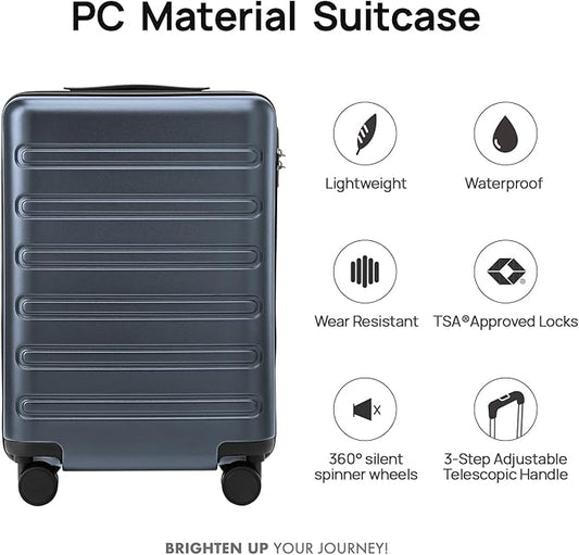 NINETYGO Large Checked Luggage 28 Inch, Checking In Luggage with Smooth Spinner Wheels, Expandable, Hard Shell PC+ABS Suitcase, Lightweight Travel Luggage, TSA Approved (Grey, Andes)