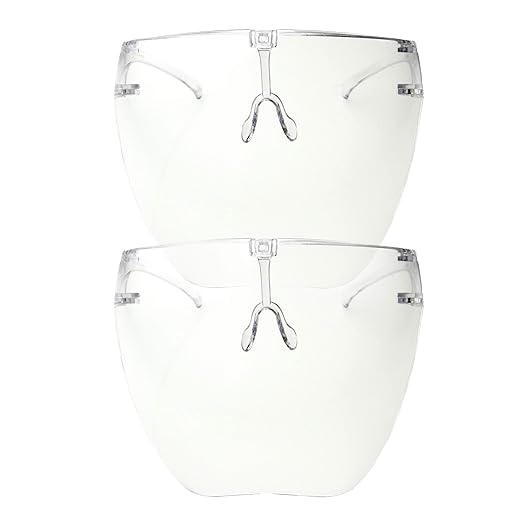 zeroUV - Protective Face Shield Full Cover Visor Glasses/Sunglasses (Anti-Fog/Blue Light Filter) (Clear/Clear) 2-Pack