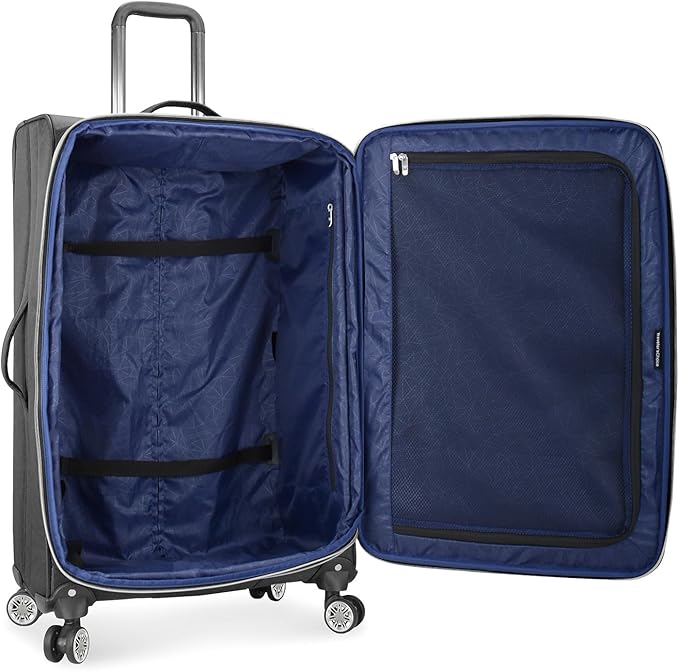 Traveler's Choice Lares Softside Expandable Luggage with Spinner Wheels, Black, 3 Piece Luggage Set