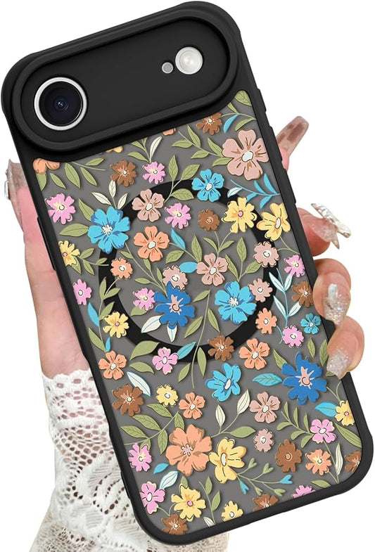 KANGHAR Case Compatible with iPhone Air Flower Pattern [Compatible with Magsafe] Cute Colorful Blooming Florals Protective Magnetic Case for Girls Women 6.5"