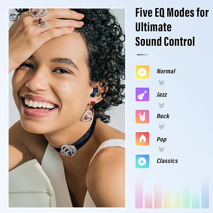 Sleep Earbuds Bluetooth 5.4 in Ear Smart Touch Screen Ear Buds, 48H Playtime Mini Sleep Headphones Small Design for Side Sleepers, Crystal-Clear Calls, 5 EQ Modes, IPX7 Waterproof Earphones Blue