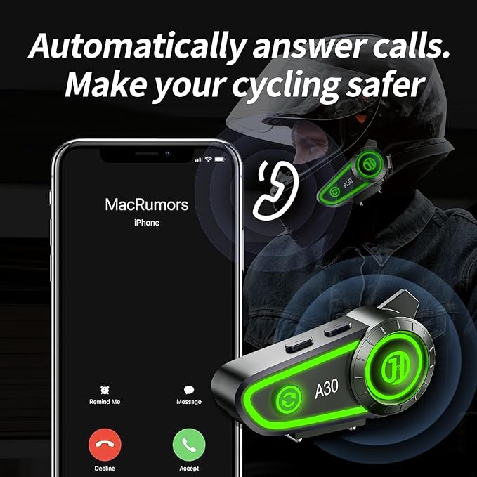 Motorcycle Helmet Speakers Helmet Bluetooth Headset Headphone Automatic Answer Music Control,120 Hours Playing time High Sound Quality System Ultra Thin Cycling/Skiing/Riding 1200 mAh Battery