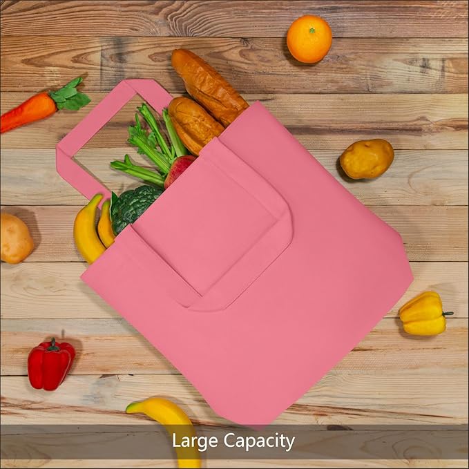 TOPDesign 3-Pack Super Strong Large 12oz Cotton Canvas Tote Bags, Reusable Grocery Shopping Cloth Bags, Fashionable Two-Tone Totes for Crafts, DIY Your Creative Designs