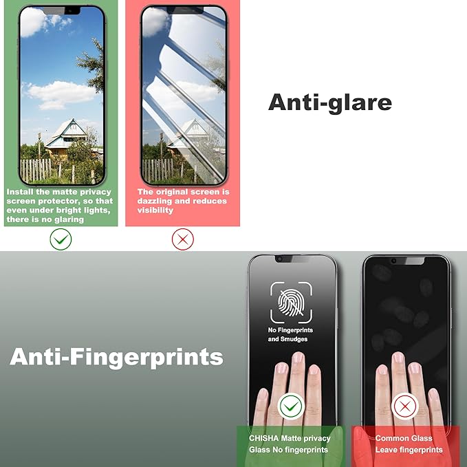 2 Pack Matte Privacy Screen Protector for iPhone 16e and iPhone 14 and iPhone 13 and iPhone 13 Pro 6.1-Inch Auto Dust Removal, No Bubbles,Anti-Spy Tempered Glass Film, Easy Installation