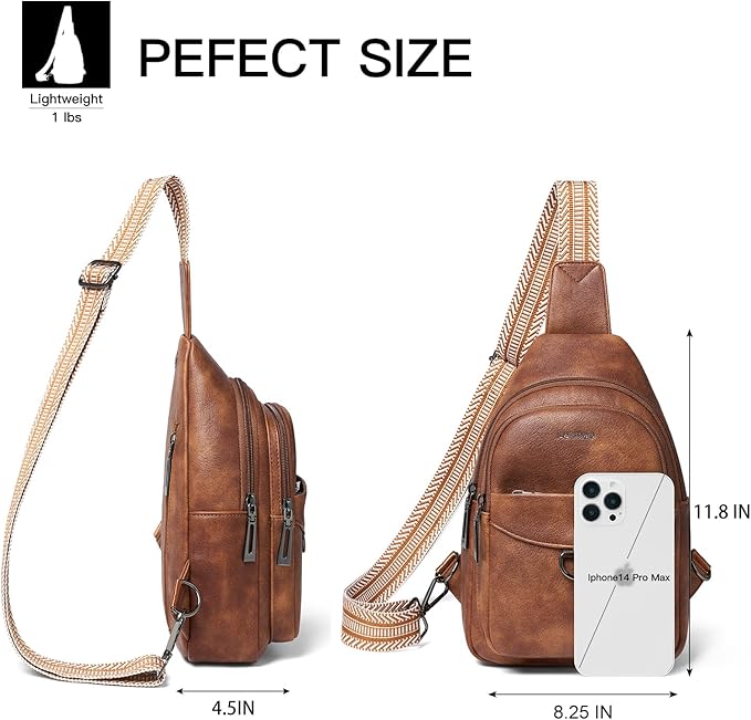 7L Sling Bag for Women Men Crossbody Belt Bag Small Travel Sling Backpack Anti Theft Chest Daypack Purse Faux Leather