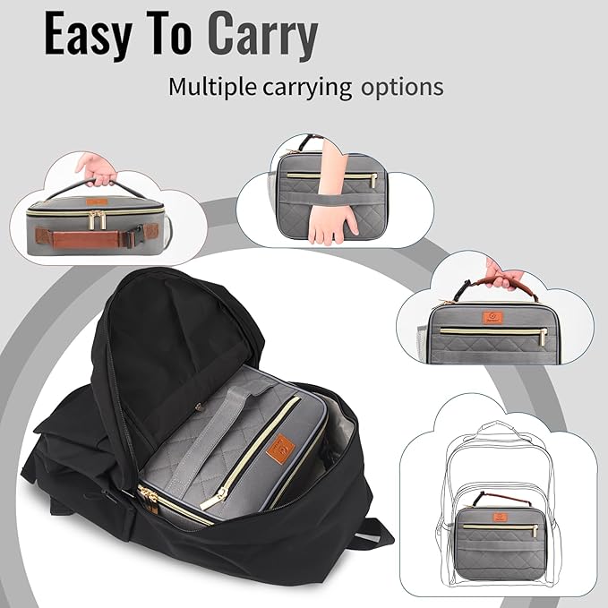 Genteen Lunch Box for Men Women Adults Kids - Insulated Small LunchBox Reusable, Zip Closure & Buckle Handle, Portable Cooler for Work, School, Travel (Gray)