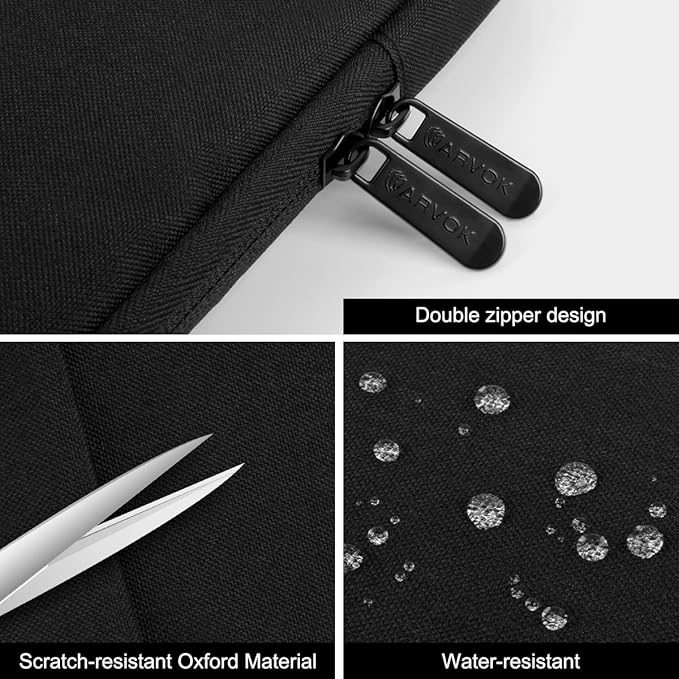 Arvok 15 15.6 16 inch Laptop Sleeve case for MacBook Air 15/16 inch/MacBook Pro 16 inch, Water-Resistant Protective Portable Laptop Cover Bag for HP/Dell/Asus/Acer/Huawei, Black