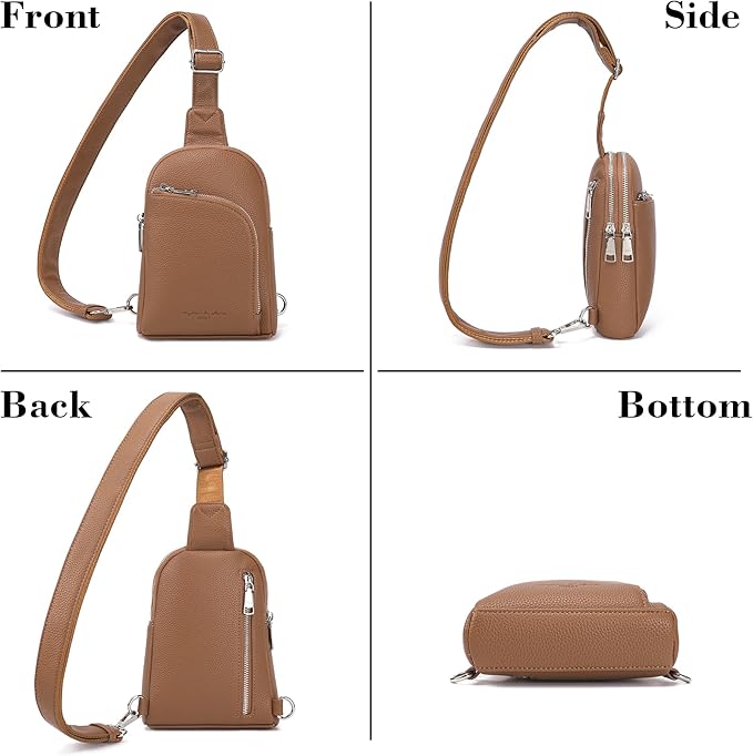 INICAT RFID Blocking Sling Bag Leather Crossbody Bags for Women Fanny Pack Cross Body for Woman Chest Bag for Travel 1.9L