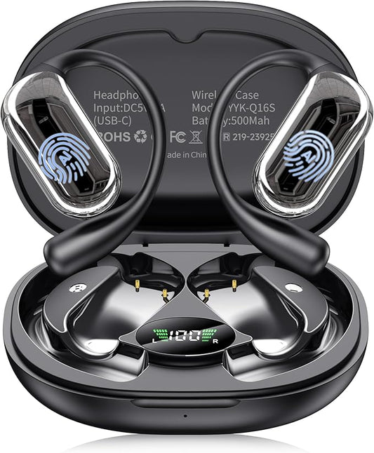 AI Translation Earbuds Real Time, 144 Language Translator Earbuds OWS 4-in-1 Translation Headphones, Fit iOS and Android, Ideal for Travel Business Learning（Ink Black）