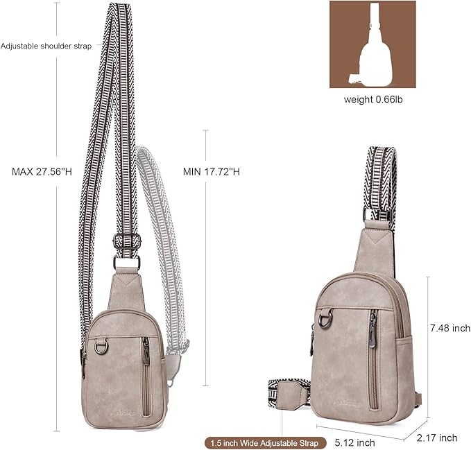 Womens Sling Bag Crossbody Bags for Women Vegan Leather Sling Backpack Daypack Fanny Pack Crossbody Purse Travel