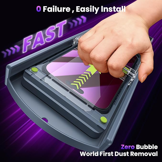 WSKEN for iPhone 17 Pro Privacy Screen Protector - Purple Gradient Anti Blue Light Eye Protection [Auto-Dust Removal] Shatterproof Tempered Glass Screen Protector 17 Pro, 2 Pack