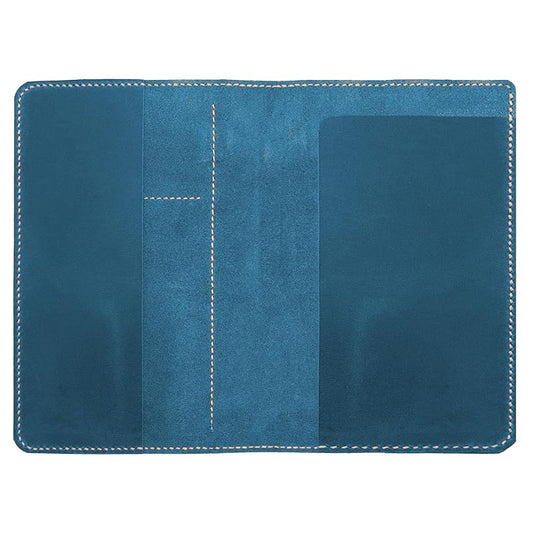 Genuine Leather Notebook Notepad Cover for TOPS The Legal Pad Writing Pads Docket 5" x 8" Cover, retro real leather portfolio folder cover organizer (Blue)