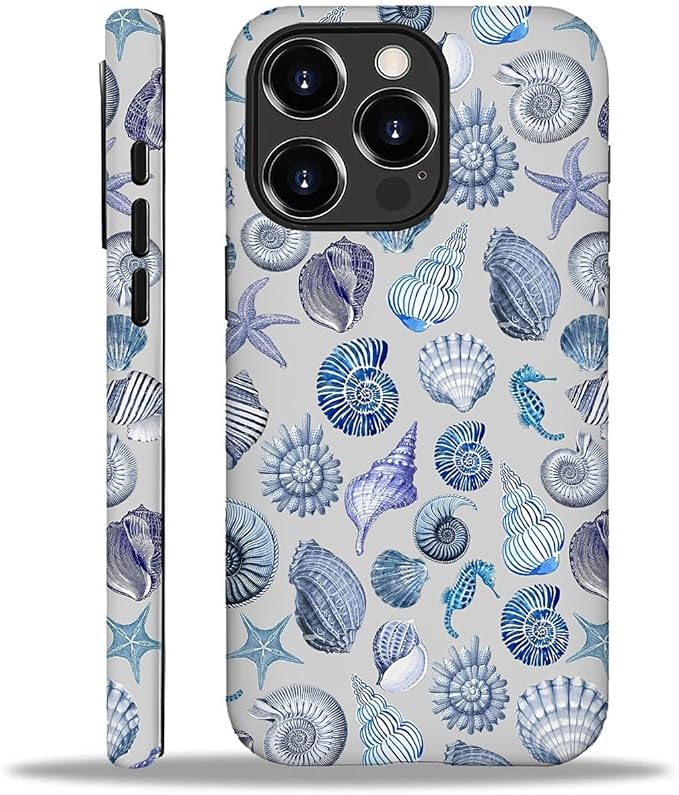 Case for iPhone 16 Pro,Summer Beachy Seashell for Woman Men Full Body Protective Cover Shockproof 2 in 1 Silicone + Hard PC Case for iPhone 16 Pro