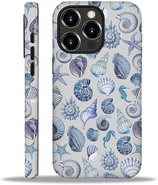 Case for iPhone 16 Pro,Summer Beachy Seashell for Woman Men Full Body Protective Cover Shockproof 2 in 1 Silicone + Hard PC Case for iPhone 16 Pro