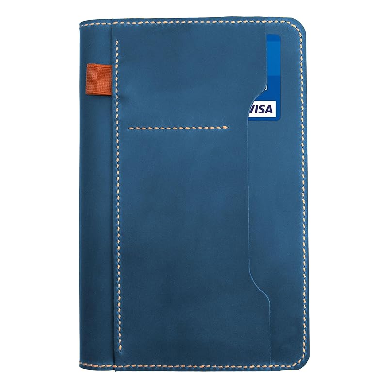 Genuine Leather Notebook Notepad Cover for TOPS The Legal Pad Writing Pads Docket 5" x 8" Cover, retro real leather portfolio folder cover organizer (Blue)