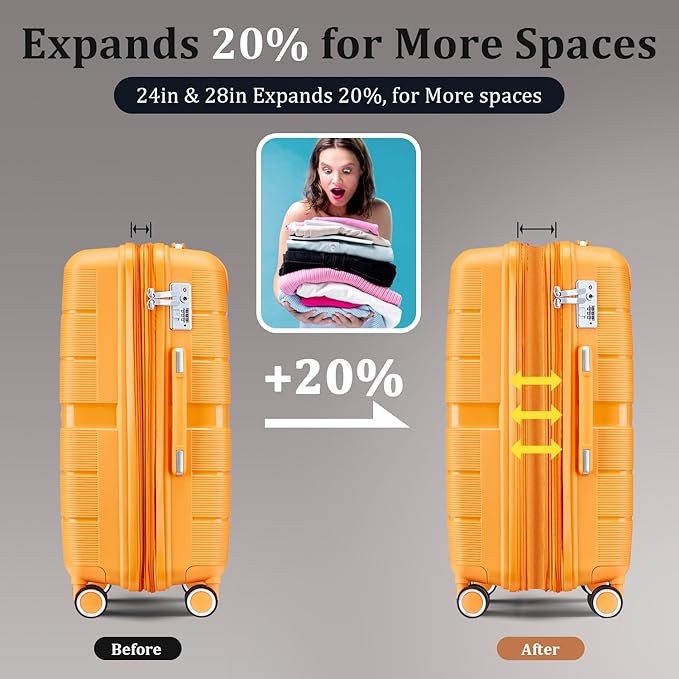 4-Piece Hardshell Luggage Set with TSA Locks, Expandable Suitcases and Silent Spinner Wheels - Vibrant Colors for Easy Identification (14/20/24/28 Inch) - Family Travel Suitcase Sets