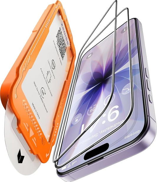 NeverBreak 9H+ Hardness for iPhone 17 Screen Protector 12FT Military Grade Protection (Scratch, Shatter, Drop Resistance) Tempered Glass Full Edge Coverage Case Friendly 6.3" 2025, 2 Pack