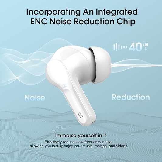 Wireless Earbuds, Bluetooth 5.4 Headphones HiFi Stereo, Bluetooth Earbuds with ENC Noise Cancelling Mic, IP7 Waterproof in Ear Earphones, 48H, LED Display Ear buds for Pad Workout Sports, White Purple