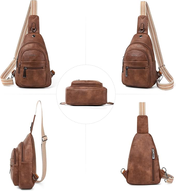 Sling Bag for Women Crossbody Purse Leather Crossbody Bag Fanny Pack Chest Pack for Travel Everyday Vacation