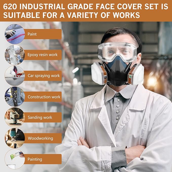 Gas Masks Survival Nuclear and Chemical - Reusable Full Face Respirator Gas Mask with Activated Carbon Filter